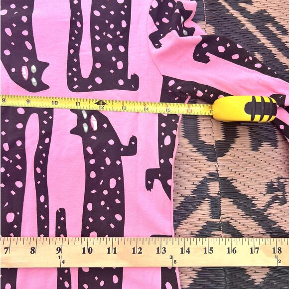 Nooworks | NWOT Psychedelic Cat Print Mock Neck Midi Dress Pink Black Size XS - Picture 5 of 6